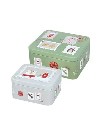 RBV BIRKMANN | Keksdose Set 2tlg. klein DEAR SANTA Gruen/Grau | 